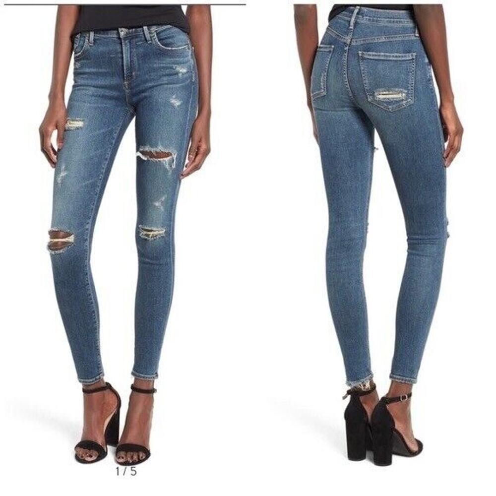 AGOLDE Sophie High Rise Med Wash Distressed Skinny Stretch Jeans Size 25